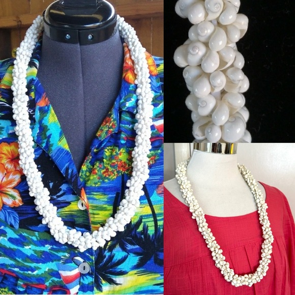 🌺 Hawaiian White Mongo Shell Lei 🌺 Necklace Unisex Coastal Cowgirl Beach Party - Picture 10 of 10